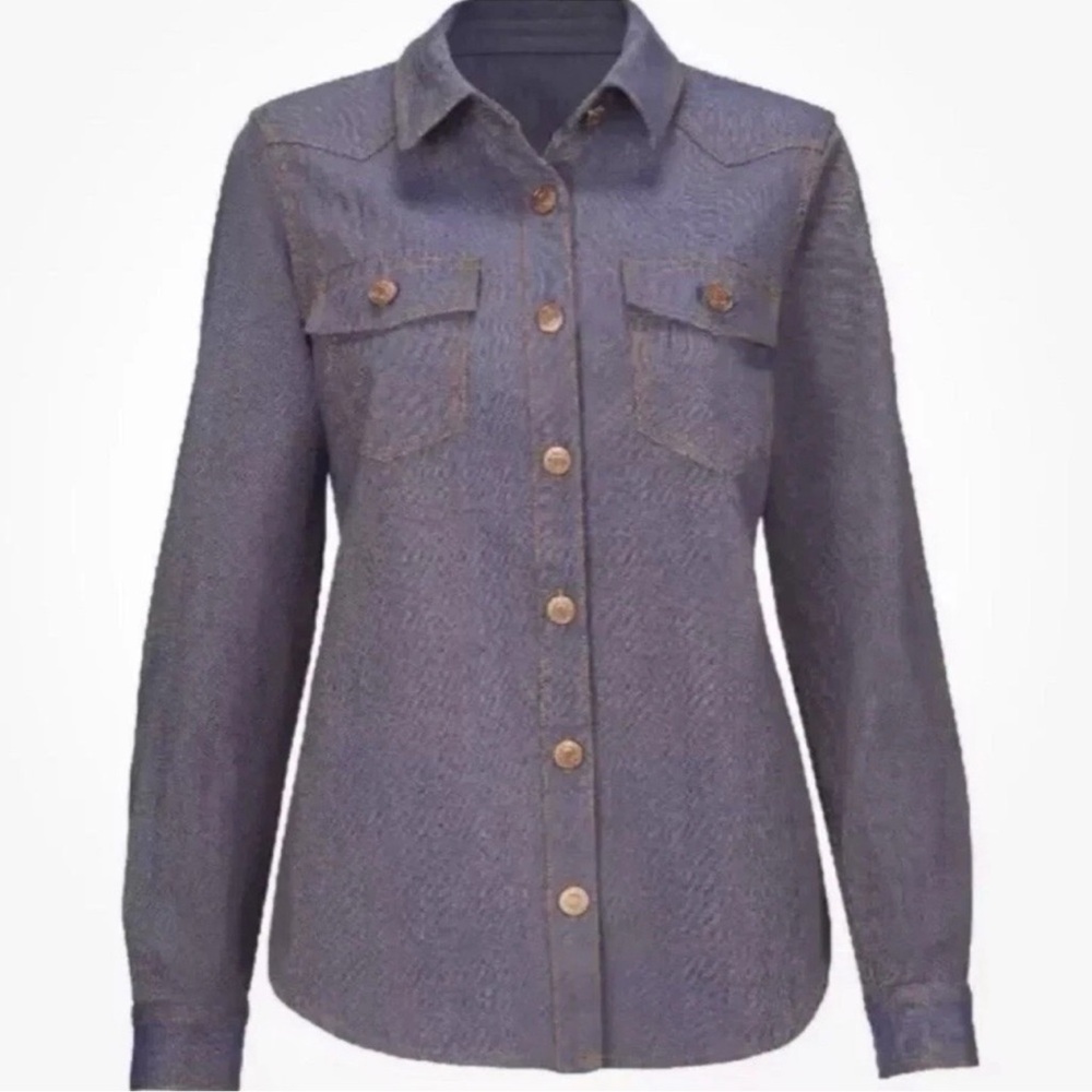 Cabi Workshop Jacket 4299 Button Front Denim -Lar… - image 4